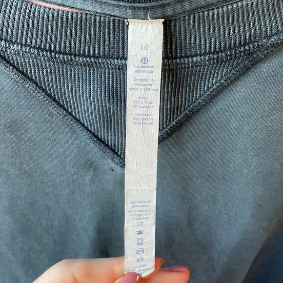 Lululemon Womens Charcoal Gray Long Sleeve Athletic Yoga Crewneck Sweatshirt - Picture 4 of 7